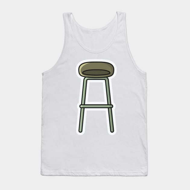 Modern Bar Stool, Chair Sticker design vector illustration. Interior indoor bar objects icon concept. Furniture for Bar and Restaurant decoration sticker style logo design with shadow. Tank Top by AlviStudio